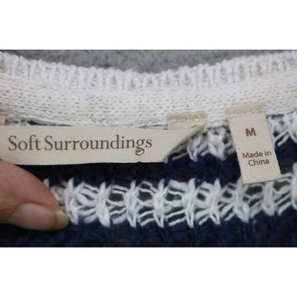 Soft Surroundings Short Sleeve Open Knit Tunic Top-Size Medium-Semi-Sheer - Picture 2 of 9